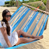 Tenda Utendørs Hengekøye i fargene beige, grønnaktig og turkis - 120 cm runde pinner PRO STOF